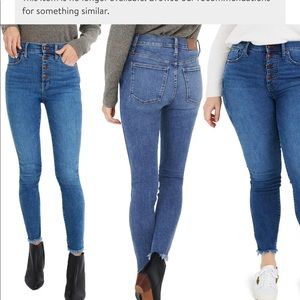 Madewell 10 inch high rise skinny jeans.